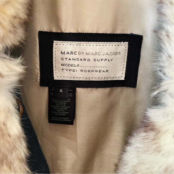 Marc by Marc Jacobs Navy Trench Coat with Detachable Faux Fur Collar Size S - Picture 8 of 10